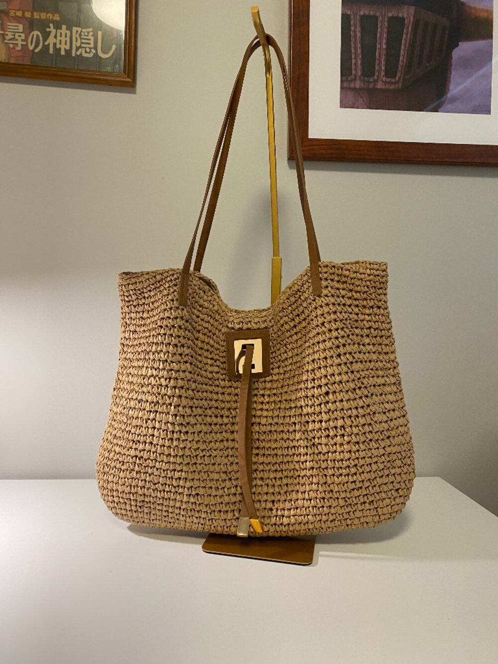 Studio Collection Raffia Shoulder Bag